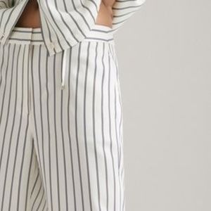 Massimo Dutti High Rise Pinstripe Straight Leg Trousers